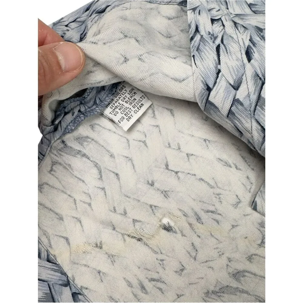 Tommy Bahama Shirt Mens XL Blue White Floral Silk Hawaiian Pineapple Print